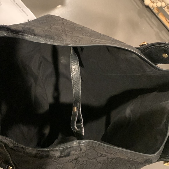 Set of Gucci monogram black shoulder purse w/ COA and Jackie wallet bundle. - Picture 8 of 14